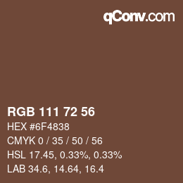 カラーコード: RGB 111 72 56 | qconv.com