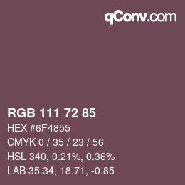 Color code: RGB 111 72 85 | qconv.com