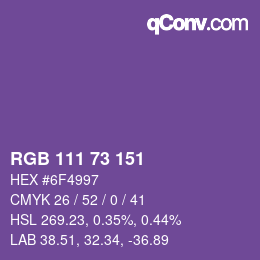 Farbcode: RGB 111 73 151 | qconv.com
