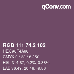 カラーコード: RGB 111 74.2 102 | qconv.com