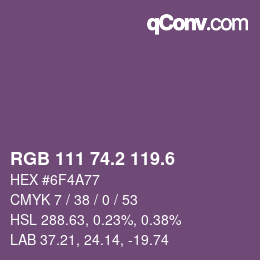 カラーコード: RGB 111 74.2 119.6 | qconv.com