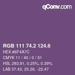 カラーコード: RGB 111 74.2 124.6 | qconv.com