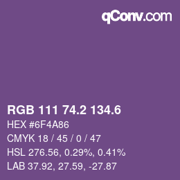 カラーコード: RGB 111 74.2 134.6 | qconv.com