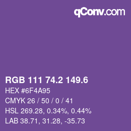 カラーコード: RGB 111 74.2 149.6 | qconv.com
