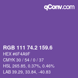 カラーコード: RGB 111 74.2 159.6 | qconv.com