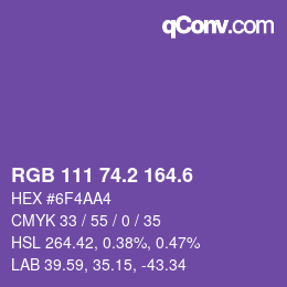 カラーコード: RGB 111 74.2 164.6 | qconv.com