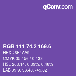 カラーコード: RGB 111 74.2 169.6 | qconv.com