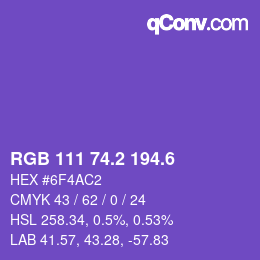 カラーコード: RGB 111 74.2 194.6 | qconv.com