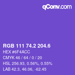 カラーコード: RGB 111 74.2 204.6 | qconv.com