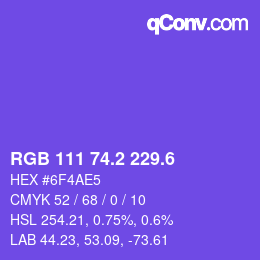 カラーコード: RGB 111 74.2 229.6 | qconv.com