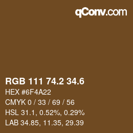 カラーコード: RGB 111 74.2 34.6 | qconv.com