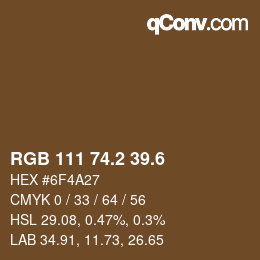 カラーコード: RGB 111 74.2 39.6 | qconv.com