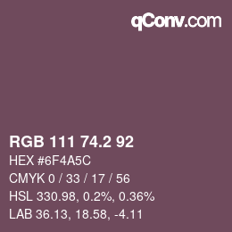 カラーコード: RGB 111 74.2 92 | qconv.com