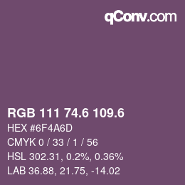 カラーコード: RGB 111 74.6 109.6 | qconv.com