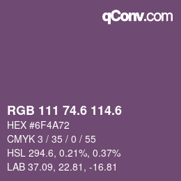 カラーコード: RGB 111 74.6 114.6 | qconv.com