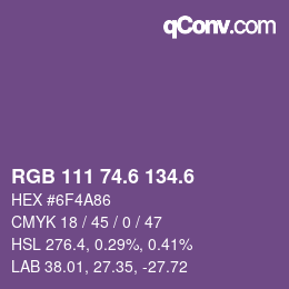 カラーコード: RGB 111 74.6 134.6 | qconv.com