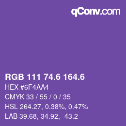 カラーコード: RGB 111 74.6 164.6 | qconv.com