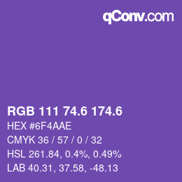 カラーコード: RGB 111 74.6 174.6 | qconv.com