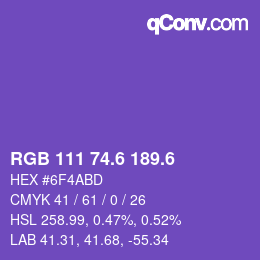 カラーコード: RGB 111 74.6 189.6 | qconv.com