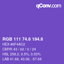 カラーコード: RGB 111 74.6 194.6 | qconv.com