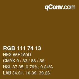 カラーコード: RGB 111 74 13 | qconv.com