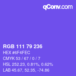 Color code: RGB 111 79 236 | qconv.com