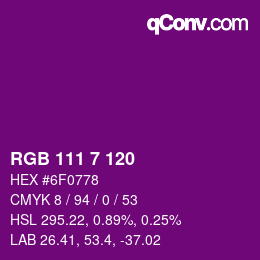 颜色代码: RGB 111 7 120 | qconv.com