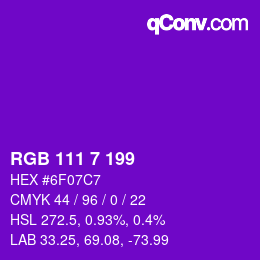 Color code: RGB 111 7 199 | qconv.com