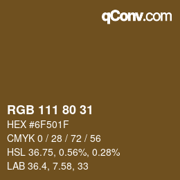 カラーコード: RGB 111 80 31 | qconv.com