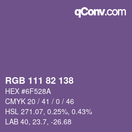 Código de color: RGB 111 82 138 | qconv.com