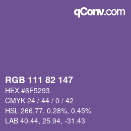 カラーコード: RGB 111 82 147 | qconv.com
