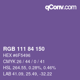 カラーコード: RGB 111 84 150 | qconv.com