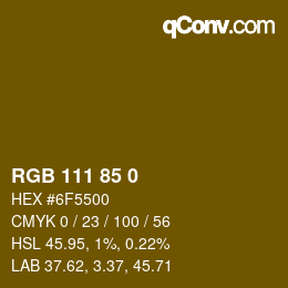 カラーコード: RGB 111 85 0 | qconv.com