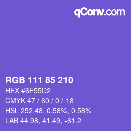 カラーコード: RGB 111 85 210 | qconv.com