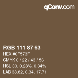 Código de color: RGB 111 87 63 | qconv.com