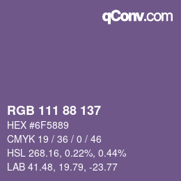 Código de color: RGB 111 88 137 | qconv.com