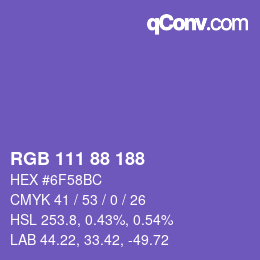 Farbcode: RGB 111 88 188 | qconv.com