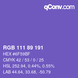 Color code: RGB 111 89 191 | qconv.com