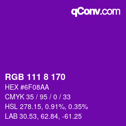 Color code: RGB 111 8 170 | qconv.com