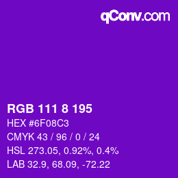 Farbcode: RGB 111 8 195 | qconv.com