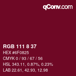 カラーコード: RGB 111 8 37 | qconv.com