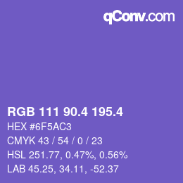カラーコード: RGB 111 90.4 195.4 | qconv.com