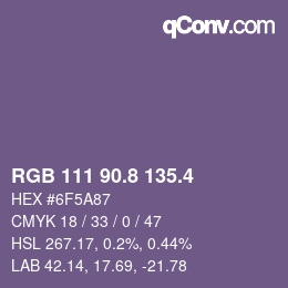 カラーコード: RGB 111 90.8 135.4 | qconv.com