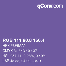 カラーコード: RGB 111 90.8 160.4 | qconv.com