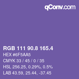 カラーコード: RGB 111 90.8 165.4 | qconv.com