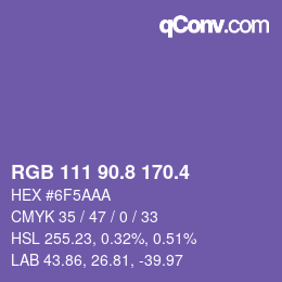 カラーコード: RGB 111 90.8 170.4 | qconv.com