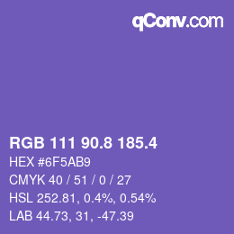 カラーコード: RGB 111 90.8 185.4 | qconv.com