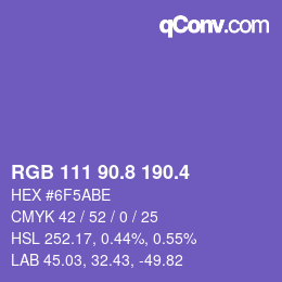 カラーコード: RGB 111 90.8 190.4 | qconv.com
