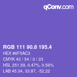 カラーコード: RGB 111 90.8 195.4 | qconv.com