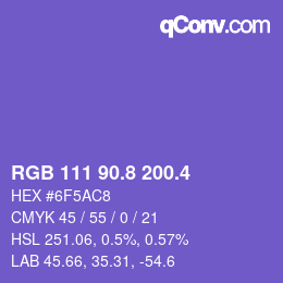 カラーコード: RGB 111 90.8 200.4 | qconv.com